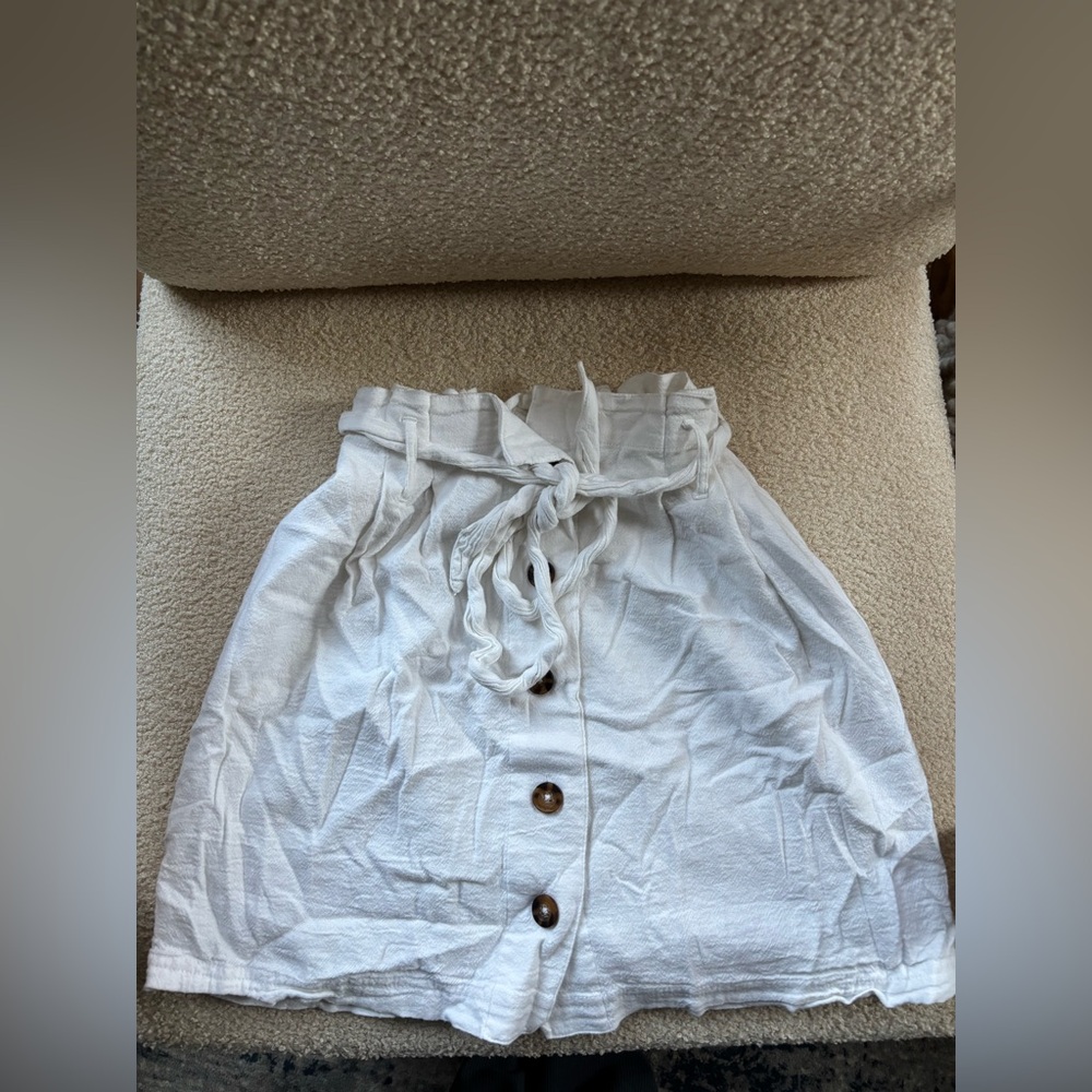 Hollister White Button-Down Linen/Cotton Skirt